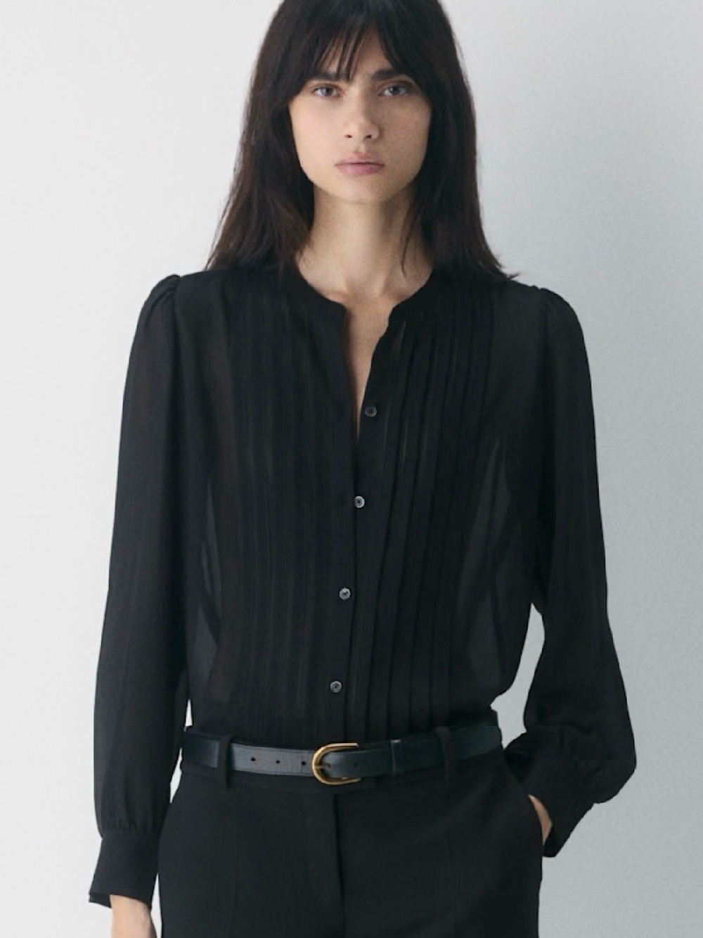 Wilfred Sophie - Black Pintuck Button-Front Blouse